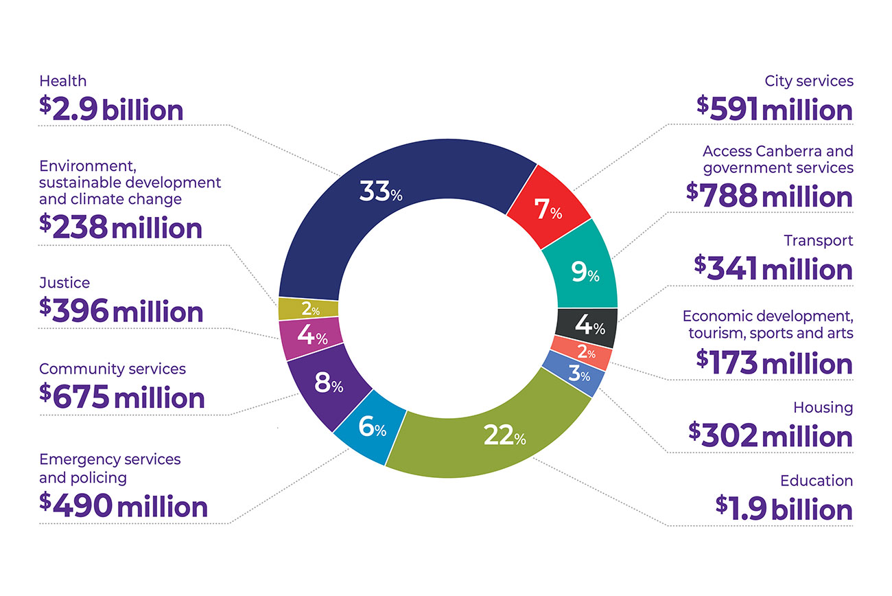 Where our money goes infographic chart Infographic displaying where the Budget funds are distributed to.