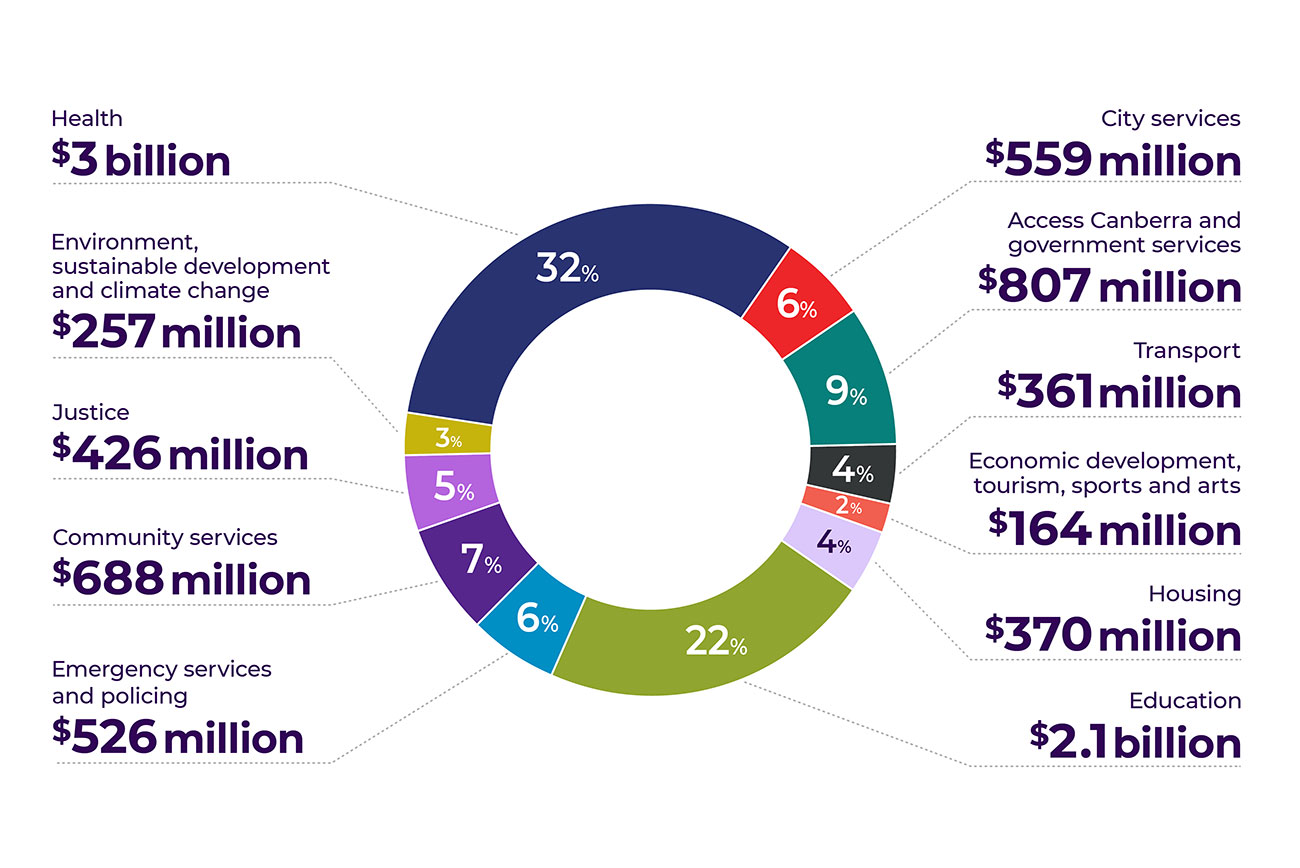 Where our money goes infographic chart Infographic displaying where the Budget funds are distributed to.