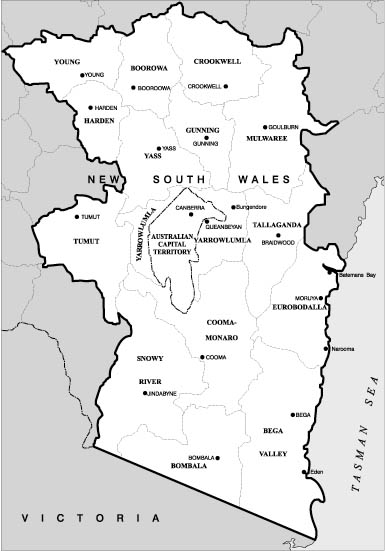 Improving regional infrastructure - map of Canberra and surrounding region Improving regional infrastructure - map of Canberra and surrounding region